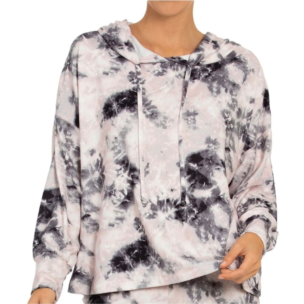 C&C Marble Blue White Print Women's Hoodie Plus Size 2X
